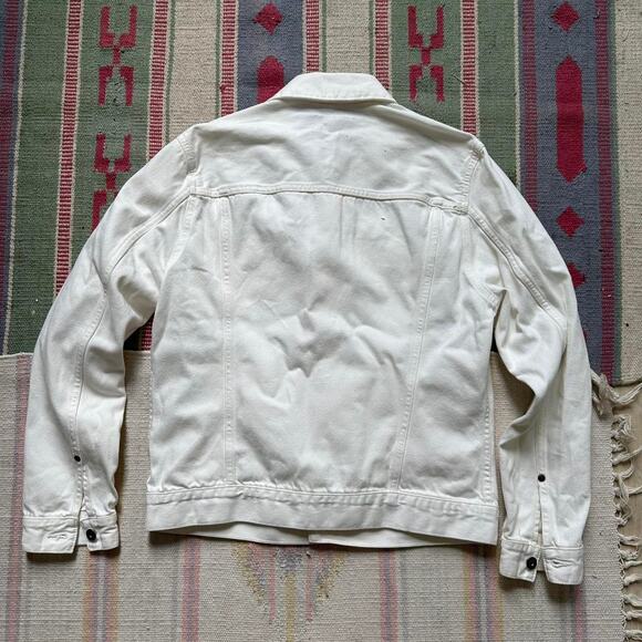 Vintage White Canvas Cotton Trucker Work Denim Jacket - Picture 5 of 8